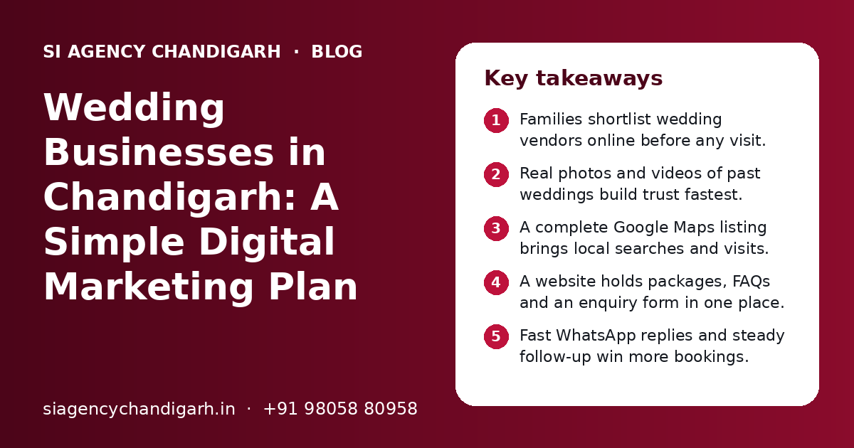 Wedding Businesses in Chandigarh: A Simple Digital Marketing Plan: key takeaways infographic